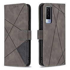 Coque Portefeuille Livre Cuir Etui Clapet B08F pour Vivo V21e 5G Gris