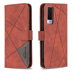 Coque Portefeuille Livre Cuir Etui Clapet B08F pour Vivo V21e 5G Orange