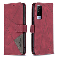 Coque Portefeuille Livre Cuir Etui Clapet B08F pour Vivo V21e 5G Rouge