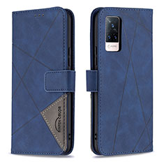 Coque Portefeuille Livre Cuir Etui Clapet B08F pour Vivo V21s 5G Bleu