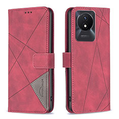 Coque Portefeuille Livre Cuir Etui Clapet B08F pour Vivo Y02 Rouge