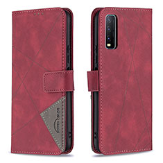 Coque Portefeuille Livre Cuir Etui Clapet B08F pour Vivo Y12G Rouge