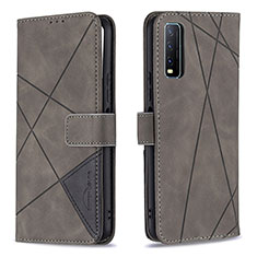 Coque Portefeuille Livre Cuir Etui Clapet B08F pour Vivo Y12s Gris