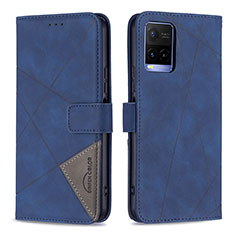 Coque Portefeuille Livre Cuir Etui Clapet B08F pour Vivo Y21 Bleu