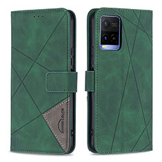 Coque Portefeuille Livre Cuir Etui Clapet B08F pour Vivo Y21 Vert