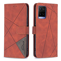 Coque Portefeuille Livre Cuir Etui Clapet B08F pour Vivo Y21G Orange