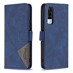 Coque Portefeuille Livre Cuir Etui Clapet B08F pour Vivo Y31 (2021) Bleu