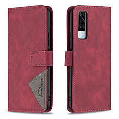 Coque Portefeuille Livre Cuir Etui Clapet B08F pour Vivo Y31 (2021) Rouge