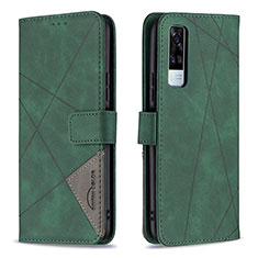 Coque Portefeuille Livre Cuir Etui Clapet B08F pour Vivo Y31 (2021) Vert