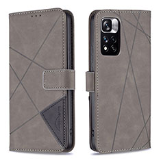 Coque Portefeuille Livre Cuir Etui Clapet B08F pour Xiaomi Mi 11i 5G (2022) Gris