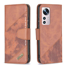 Coque Portefeuille Livre Cuir Etui Clapet B08F pour Xiaomi Mi 12X 5G Marron