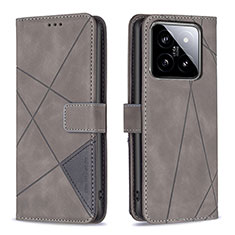 Coque Portefeuille Livre Cuir Etui Clapet B08F pour Xiaomi Mi 14 5G Gris