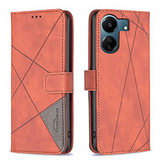 Coque Portefeuille Livre Cuir Etui Clapet B08F pour Xiaomi Poco C65 Orange