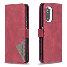 Coque Portefeuille Livre Cuir Etui Clapet B08F pour Xiaomi Poco F3 5G Rouge