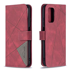 Coque Portefeuille Livre Cuir Etui Clapet B08F pour Xiaomi Poco M3 Rouge