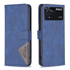 Coque Portefeuille Livre Cuir Etui Clapet B08F pour Xiaomi Poco M4 Pro 4G Bleu