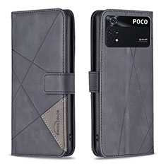 Coque Portefeuille Livre Cuir Etui Clapet B08F pour Xiaomi Poco M4 Pro 4G Noir