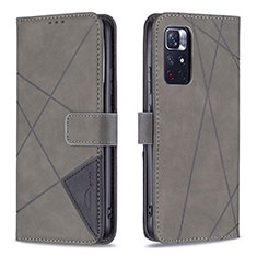 Coque Portefeuille Livre Cuir Etui Clapet B08F pour Xiaomi Poco M4 Pro 5G Gris