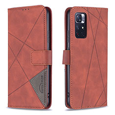 Coque Portefeuille Livre Cuir Etui Clapet B08F pour Xiaomi Poco M4 Pro 5G Orange