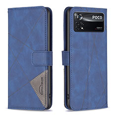 Coque Portefeuille Livre Cuir Etui Clapet B08F pour Xiaomi Poco X4 Pro 5G Bleu