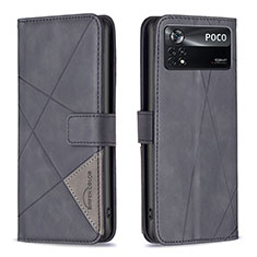 Coque Portefeuille Livre Cuir Etui Clapet B08F pour Xiaomi Poco X4 Pro 5G Noir