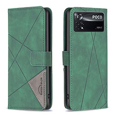 Coque Portefeuille Livre Cuir Etui Clapet B08F pour Xiaomi Poco X4 Pro 5G Vert