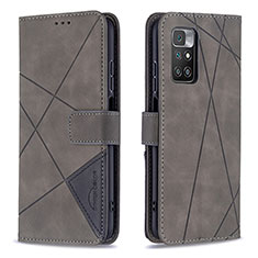 Coque Portefeuille Livre Cuir Etui Clapet B08F pour Xiaomi Redmi 10 4G Gris