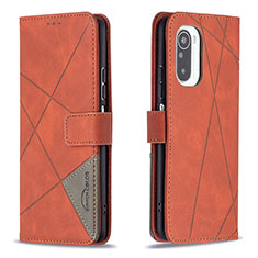 Coque Portefeuille Livre Cuir Etui Clapet B08F pour Xiaomi Redmi K40 5G Orange