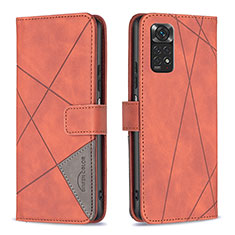 Coque Portefeuille Livre Cuir Etui Clapet B08F pour Xiaomi Redmi Note 11 4G (2022) Orange