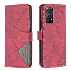 Coque Portefeuille Livre Cuir Etui Clapet B08F pour Xiaomi Redmi Note 11 Pro 4G Rouge