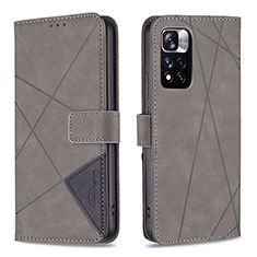 Coque Portefeuille Livre Cuir Etui Clapet B08F pour Xiaomi Redmi Note 11 Pro+ Plus 5G Gris