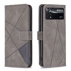 Coque Portefeuille Livre Cuir Etui Clapet B08F pour Xiaomi Redmi Note 11E Pro 5G Gris