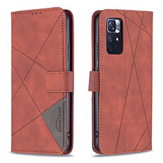 Coque Portefeuille Livre Cuir Etui Clapet B08F pour Xiaomi Redmi Note 11S 5G Orange