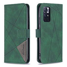 Coque Portefeuille Livre Cuir Etui Clapet B08F pour Xiaomi Redmi Note 11S 5G Vert