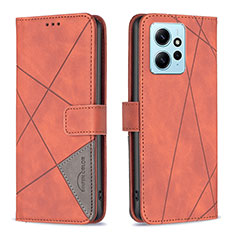 Coque Portefeuille Livre Cuir Etui Clapet B08F pour Xiaomi Redmi Note 12 4G Orange