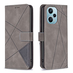 Coque Portefeuille Livre Cuir Etui Clapet B08F pour Xiaomi Redmi Note 12 Turbo 5G Gris