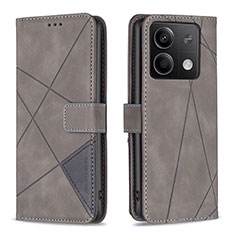 Coque Portefeuille Livre Cuir Etui Clapet B08F pour Xiaomi Redmi Note 13 5G Gris