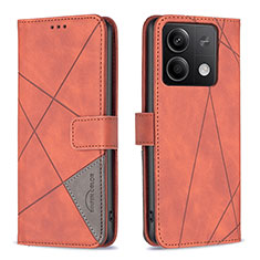 Coque Portefeuille Livre Cuir Etui Clapet B08F pour Xiaomi Redmi Note 13 5G Orange