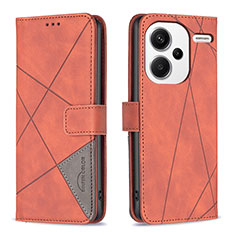 Coque Portefeuille Livre Cuir Etui Clapet B08F pour Xiaomi Redmi Note 13 Pro+ Plus 5G Orange