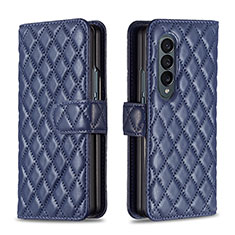 Coque Portefeuille Livre Cuir Etui Clapet B10F pour Samsung Galaxy Z Fold3 5G Bleu