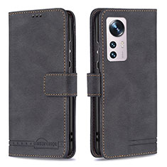 Coque Portefeuille Livre Cuir Etui Clapet B10F pour Xiaomi Mi 12X 5G Noir