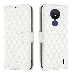 Coque Portefeuille Livre Cuir Etui Clapet B11F pour Nokia C21 Blanc