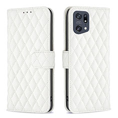 Coque Portefeuille Livre Cuir Etui Clapet B11F pour Oppo Find X5 Pro 5G Blanc