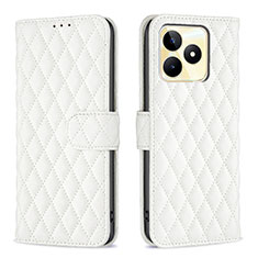 Coque Portefeuille Livre Cuir Etui Clapet B11F pour Realme C51 Blanc