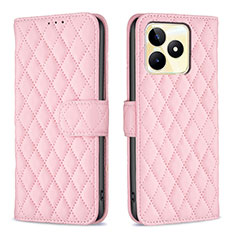 Coque Portefeuille Livre Cuir Etui Clapet B11F pour Realme C51 Or Rose