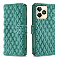 Coque Portefeuille Livre Cuir Etui Clapet B11F pour Realme C51 Vert