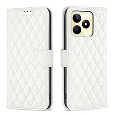 Coque Portefeuille Livre Cuir Etui Clapet B11F pour Realme C53 India Blanc