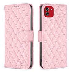 Coque Portefeuille Livre Cuir Etui Clapet B11F pour Samsung Galaxy A03 Or Rose