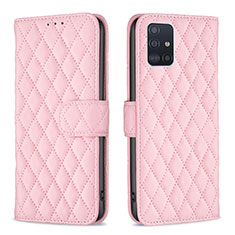 Coque Portefeuille Livre Cuir Etui Clapet B11F pour Samsung Galaxy A51 4G Or Rose