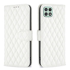 Coque Portefeuille Livre Cuir Etui Clapet B11F pour Samsung Galaxy F42 5G Blanc
